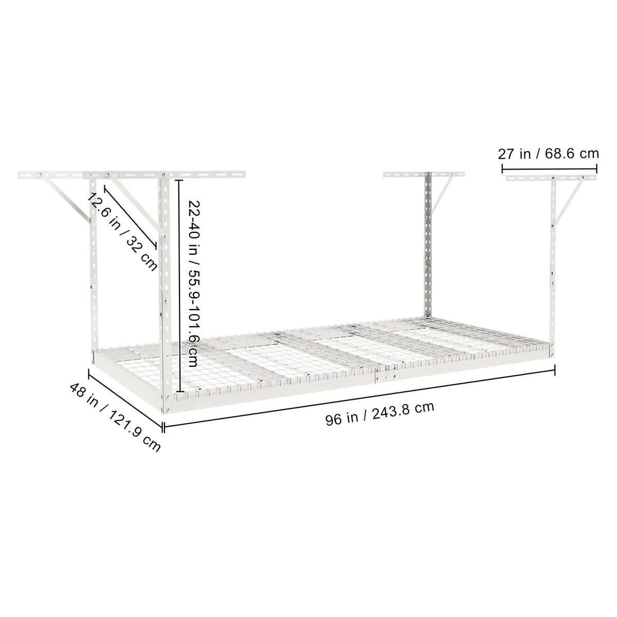 VEVOR Overhead Adjustable Garage Storage Rack 48x96in Ceiling Rack 600lbs White