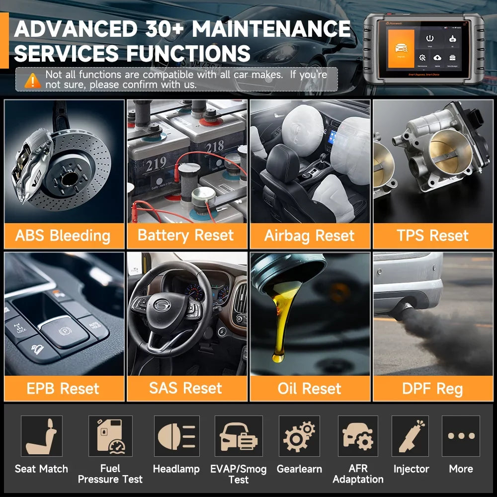 FOXWELL NT809TS Professional TPMS Programming Relearning Activation OBD2 Scanner Automotive Diagnostic Scan Tool Bi-direactional Scan Active Test TPMS Tool All System Code Reader 30+ Resets, NT809TS