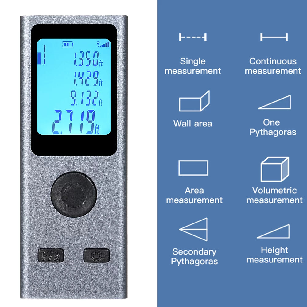 Compact Intelligent Rangefinder 30M USB Rechargeable Handheld Rangefinder for Interior Decoration and Construction