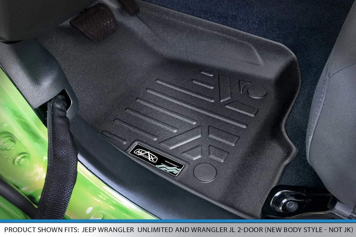 Smartliner SA0316-B0459 Custom Fit 2 Row Floor Mats Liner Set with Lockable Rear Underseat Storage for 2020-2023 Jeep Gladiator, Black