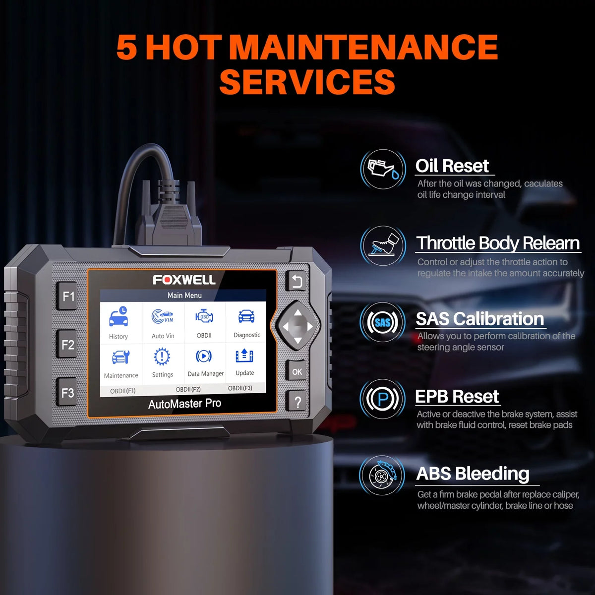 FOXWELL NT624 Elite OBD2 Scanner Full Systems Diagnostic Scan Tool with OIL/EPB/TPS/SAS/ABS/DPF/BMS/Injector 8 Reset Services for Free Update,Car Code Reader Automotive Scanner Auto VIN OBDII CAN Cars
