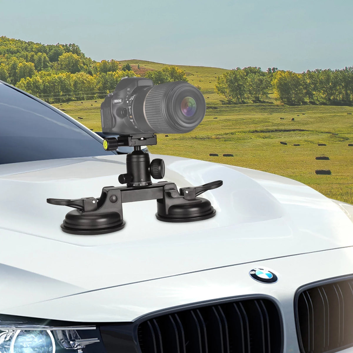 Heavy Duty (20 lbs Load) DSLR Mirorrless Camera Suction Cup Car Mount Camcorder Vehicle Holder 360° Ball Head Compatible with Nikon Canon Sony RED BM