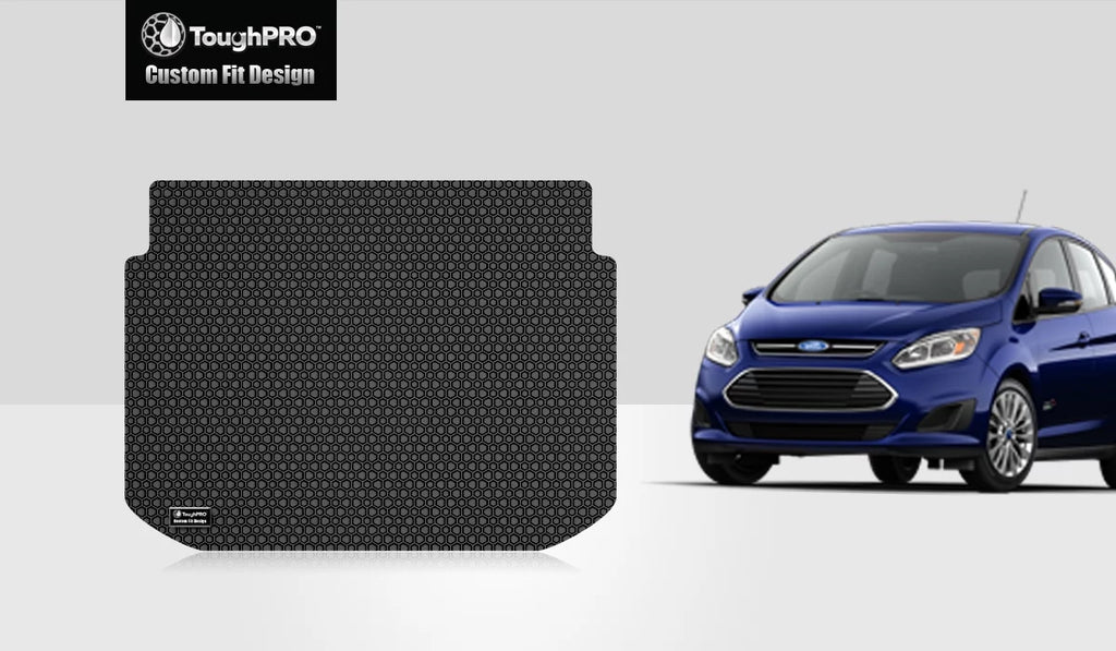 ToughPRO - Trunk Mat Compatible with FORD Cmax - All Weather Heavy Duty (Made in ) - Black Rubber - 2013