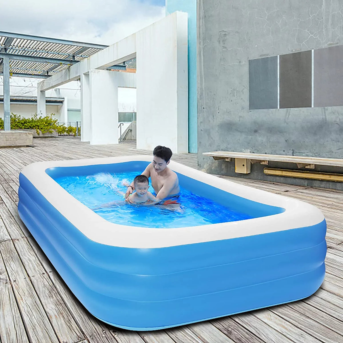 Moselota 120" x 72" x 22" Inflatable Swimming Pool - Wall Thickness 0.4mm Blue