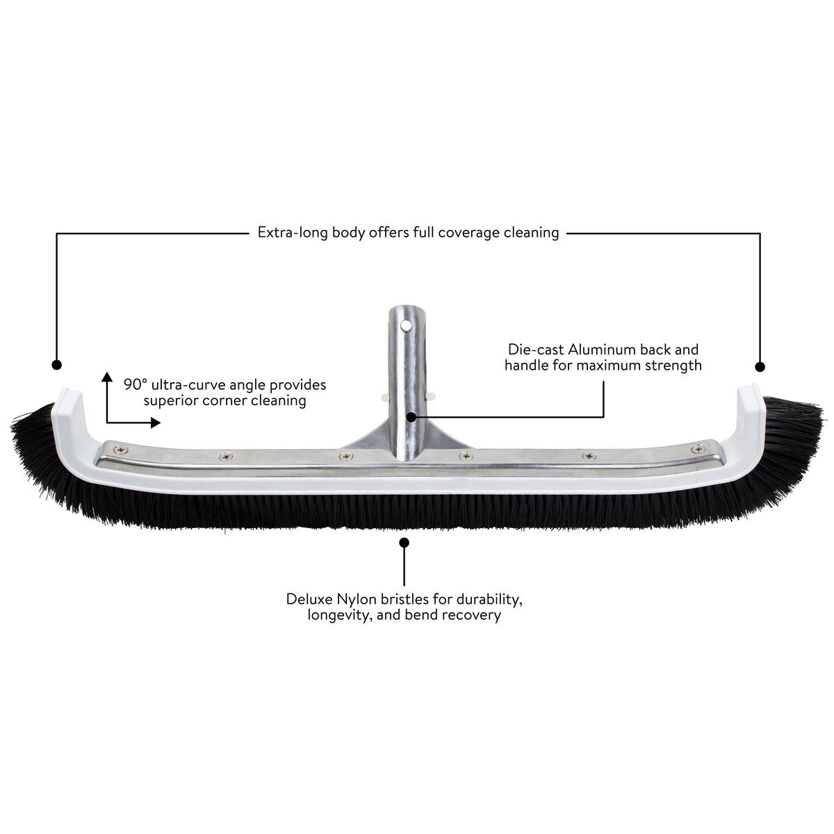 Pool Spa Pro Deluxe 22 Inch Ultra-Curve Swimming Pool and Spa Cleaning Brush