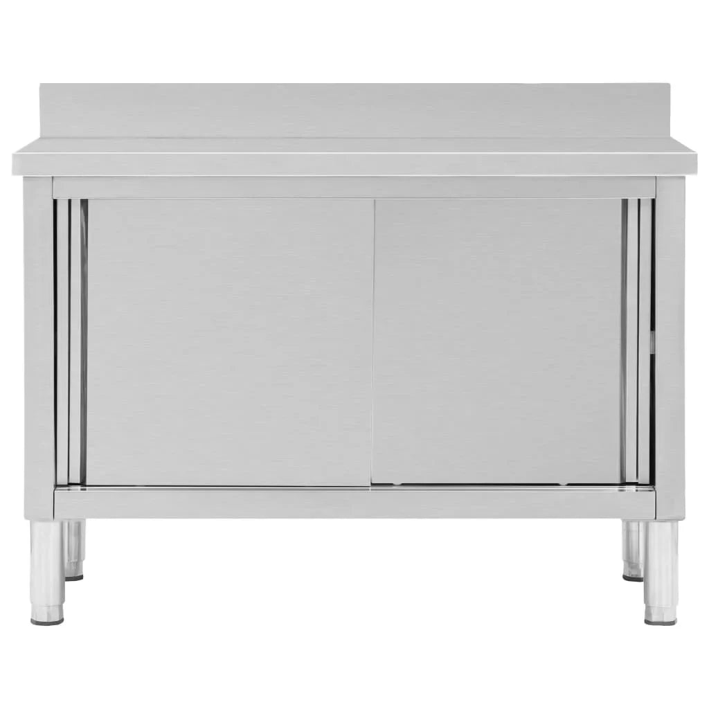 Work Table with Sliding Doors 47.2"x19.7"x37.4" Stainless Steel