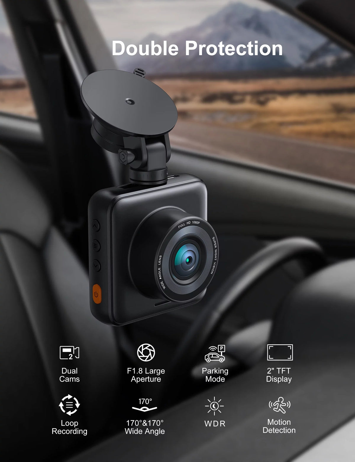 iZEEKER Dash Cam Front and Rear, 1080P FHD Dual Car Camera with SD Card, Dash Camera for Cars with Accident Recording, Parking Monitor, Night Vision, WDR
