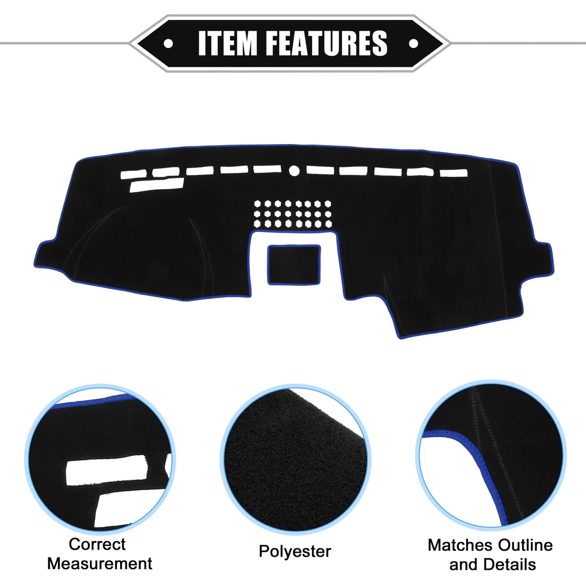 Unique Bargains Car Center Console Dashboard Protection Mat for Ford F150 2015-2020 Protective Polyester Black Blue