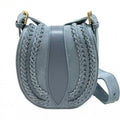 Italian Artisan Lara Womens Vintage Suede Leather Messenger Bag, Light Cyan - Small