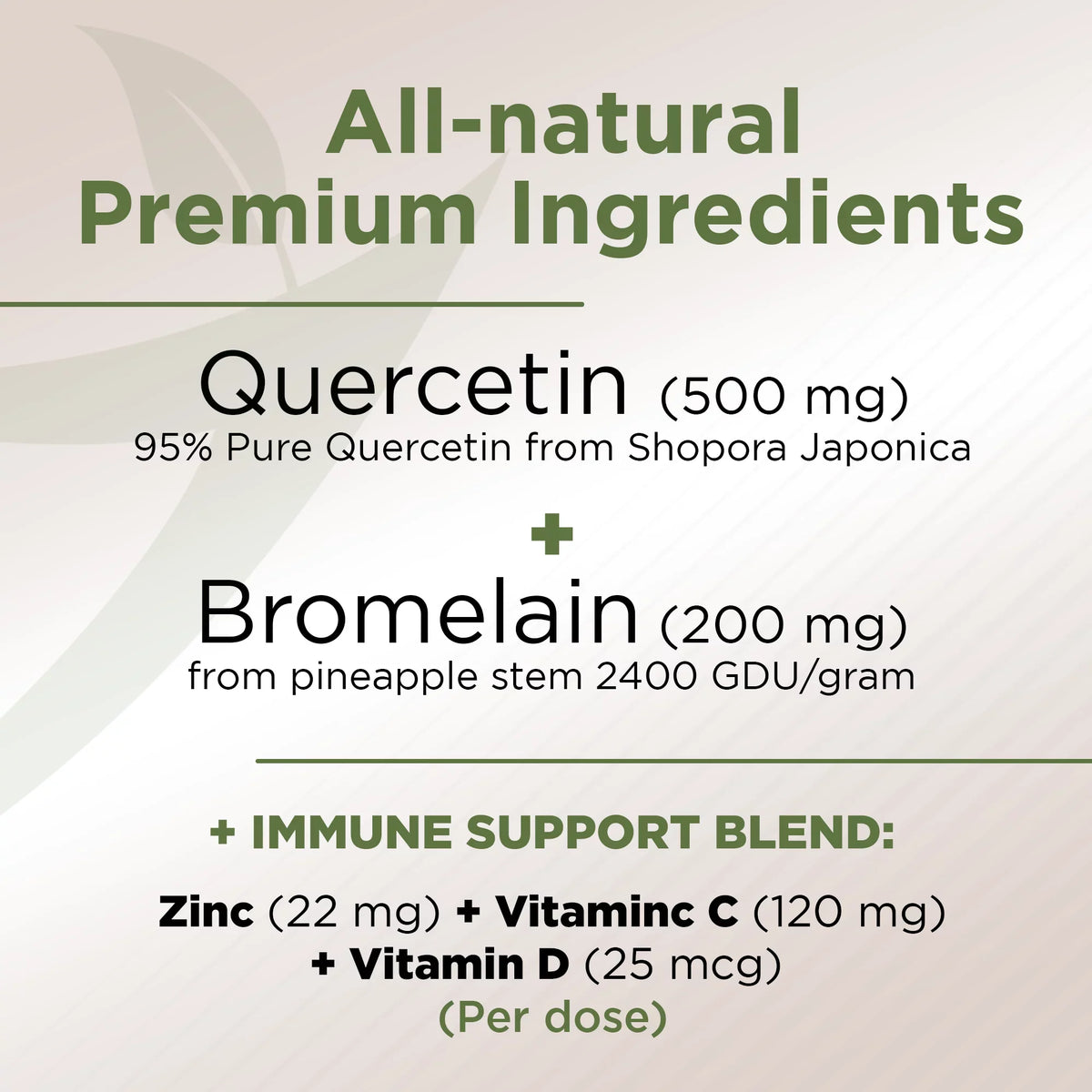 Quercetin with Vitamin C and Zinc - Quercetin 500mg - Quercetin with Bromelain - Zinc Quercetin - 240 Veggie Caps. Quercetin Supplements + Vitamin D3 (Non-GMO, Gluten-Free, Vegan)