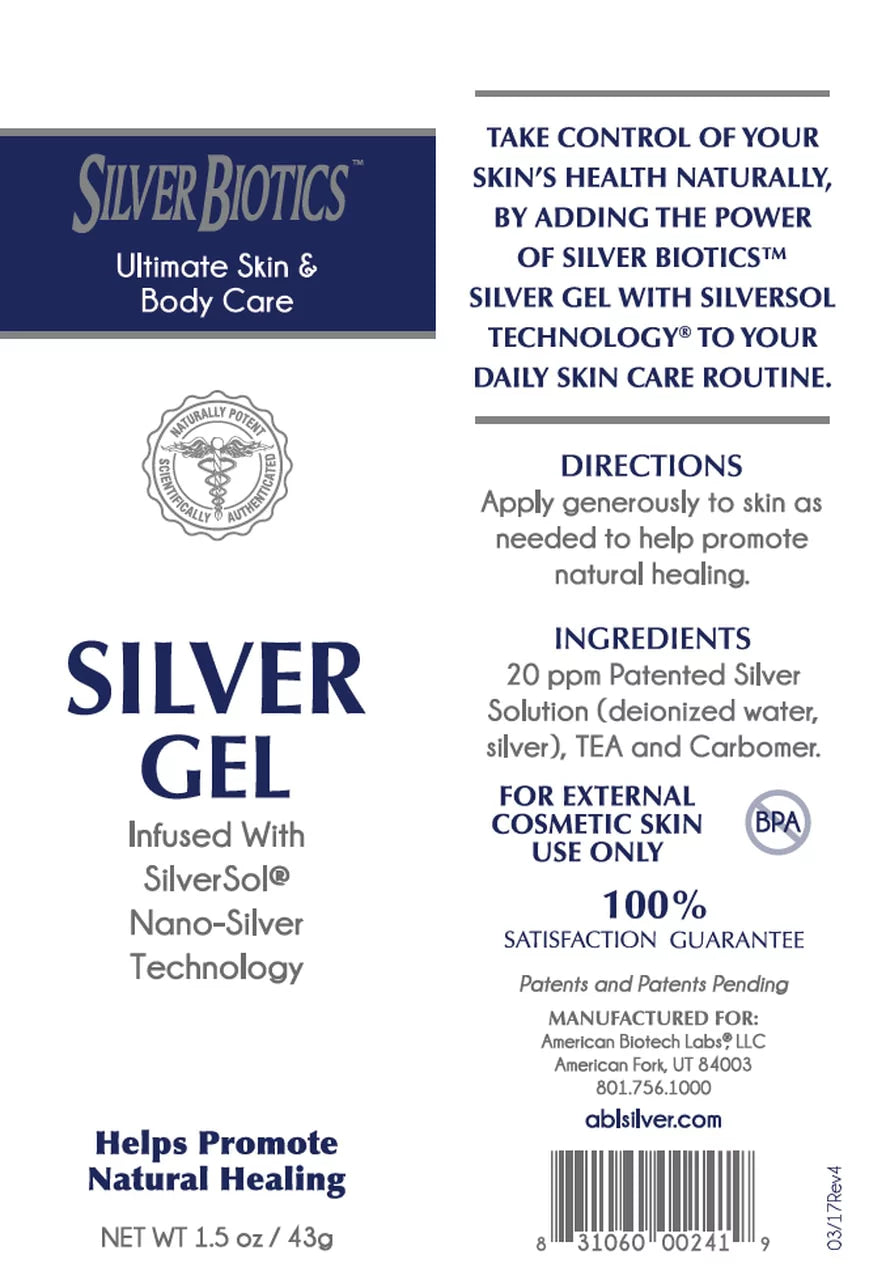 n Biotech Labs Silver Biotics Silver Gel Ultimate Skin & Body Care 4 oz