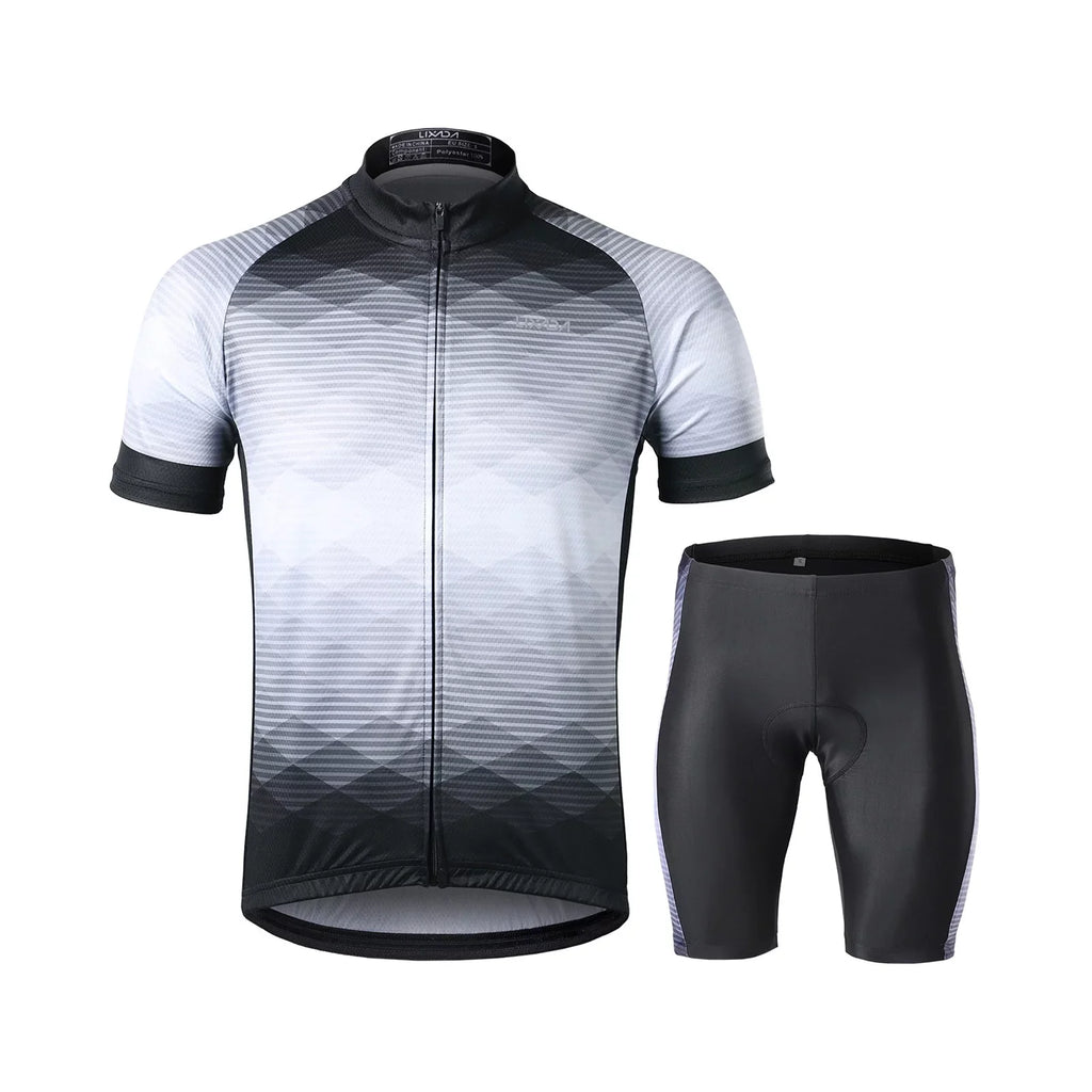 Lixada Men Cycling Jersey Breathable Short Sleeve Bike Shirt and Padded Shorts MTB Bicycle Clothing Suit