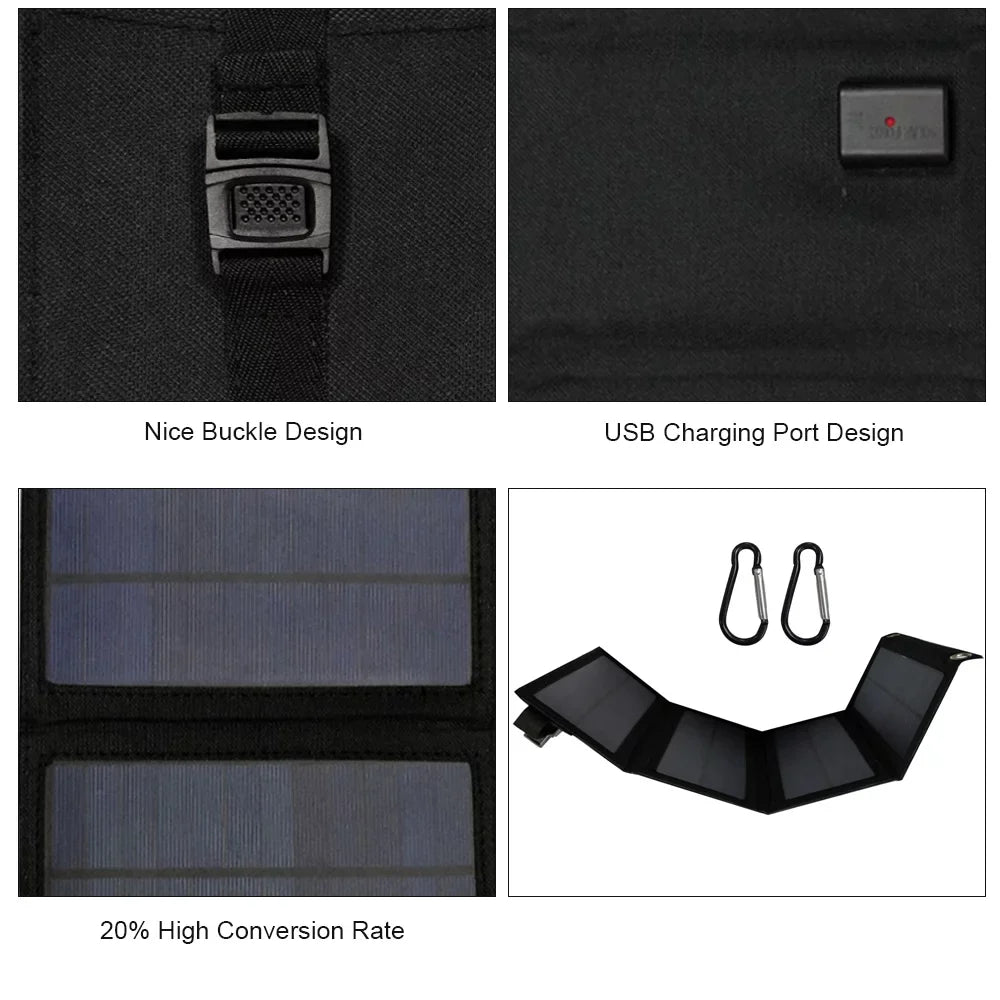Carevas Solar Panel,Ip65 Water Resistance Usb Solar P-owered Solar P-owered Cell P-ower ank With Cell Bendable Ip65 Resistance P-ower ank Bendable Ip65 Water Outdoors With 4 Solar 4 Solar Panels