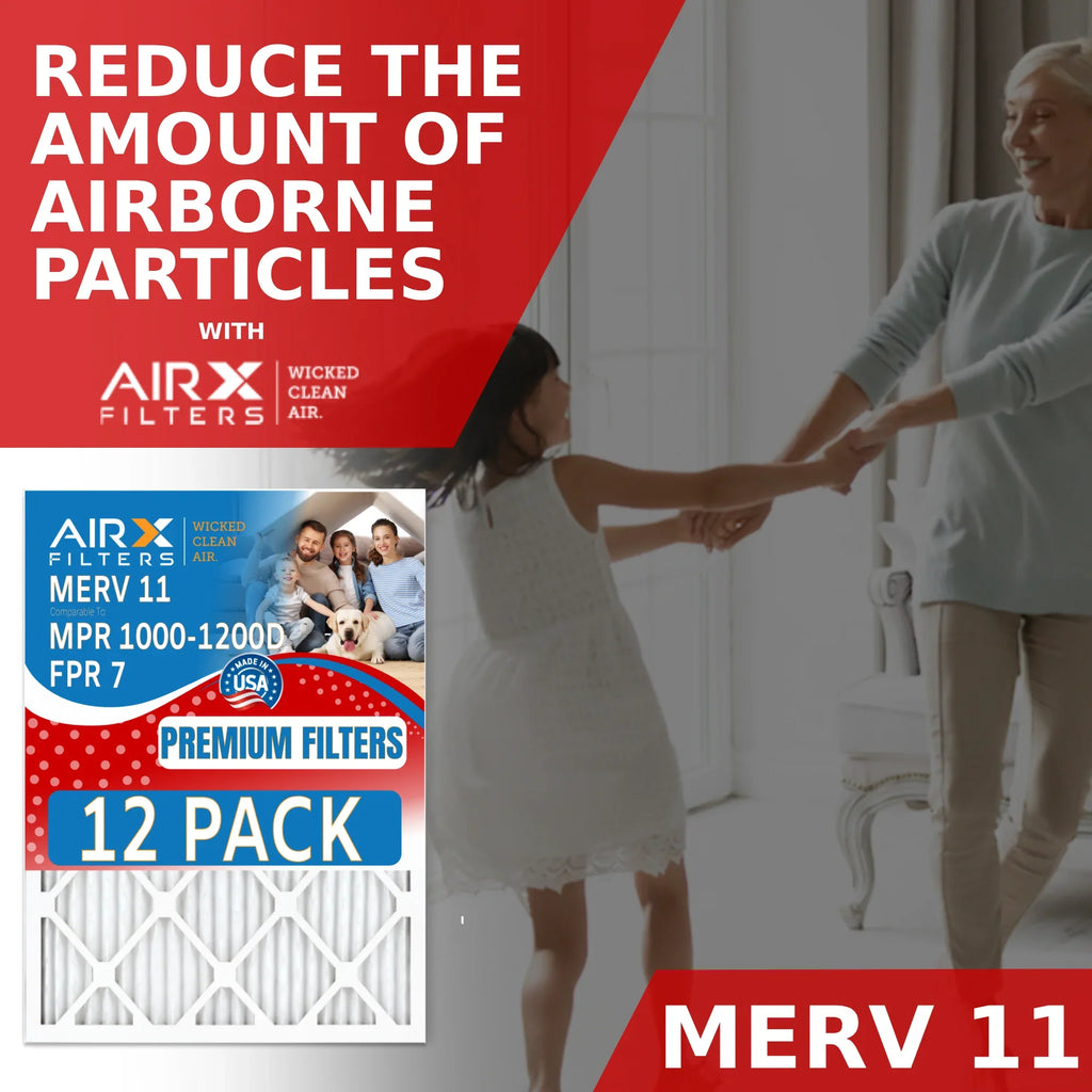 10x30x1 Air Filter MERV 11 Rating, 12 Pack of Furnace Filters Comparable to MPR 1000, MPR 1200 & FPR 7 - Made in by AIRX FILTERS WICKED CLEAN AIR.