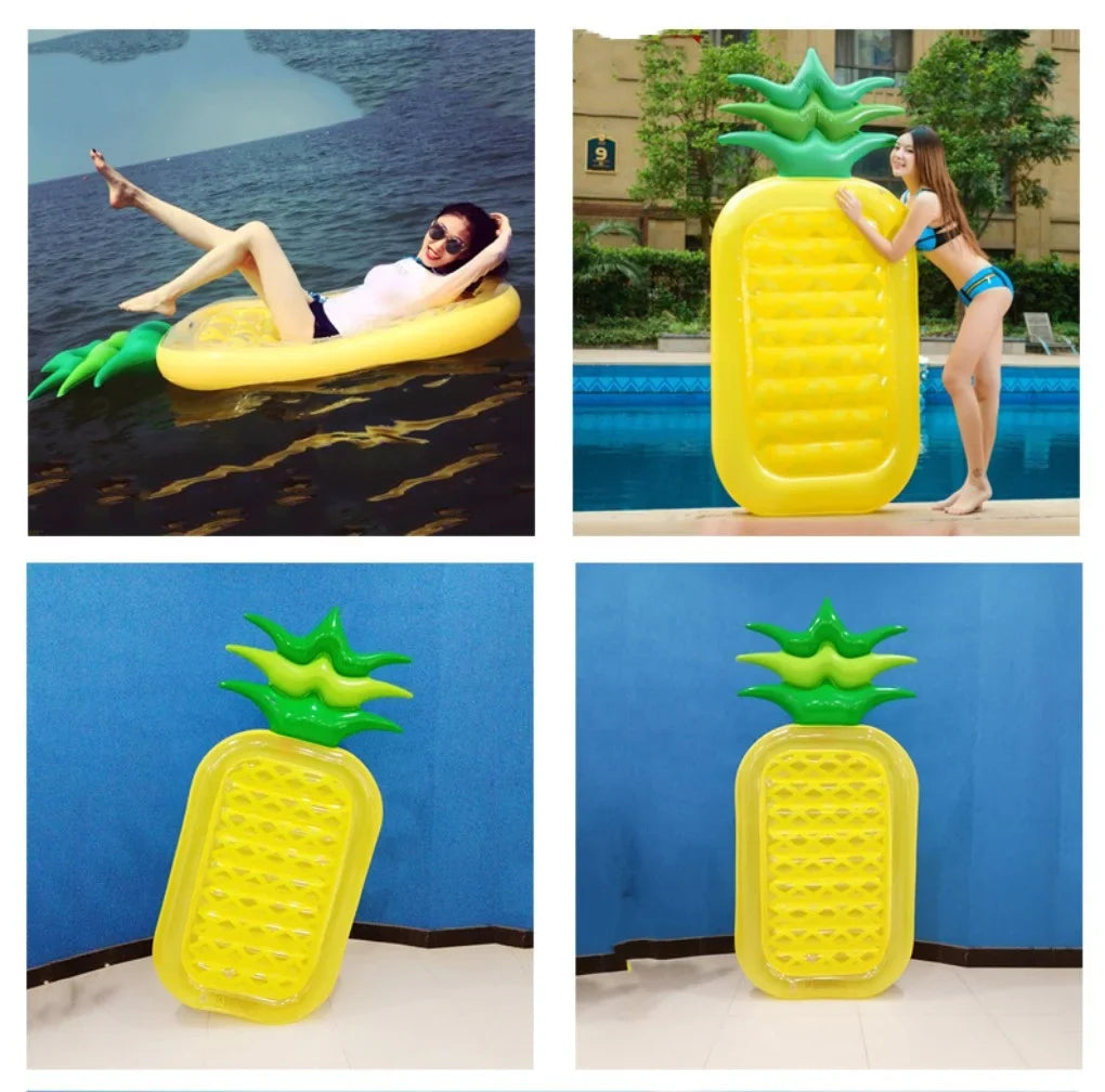 Huichenter Giant Inflatable Pineapple Pool Float, 6 ft Pool Lounger Float for Kids & Adults, Summer Pool Raft, Yellow