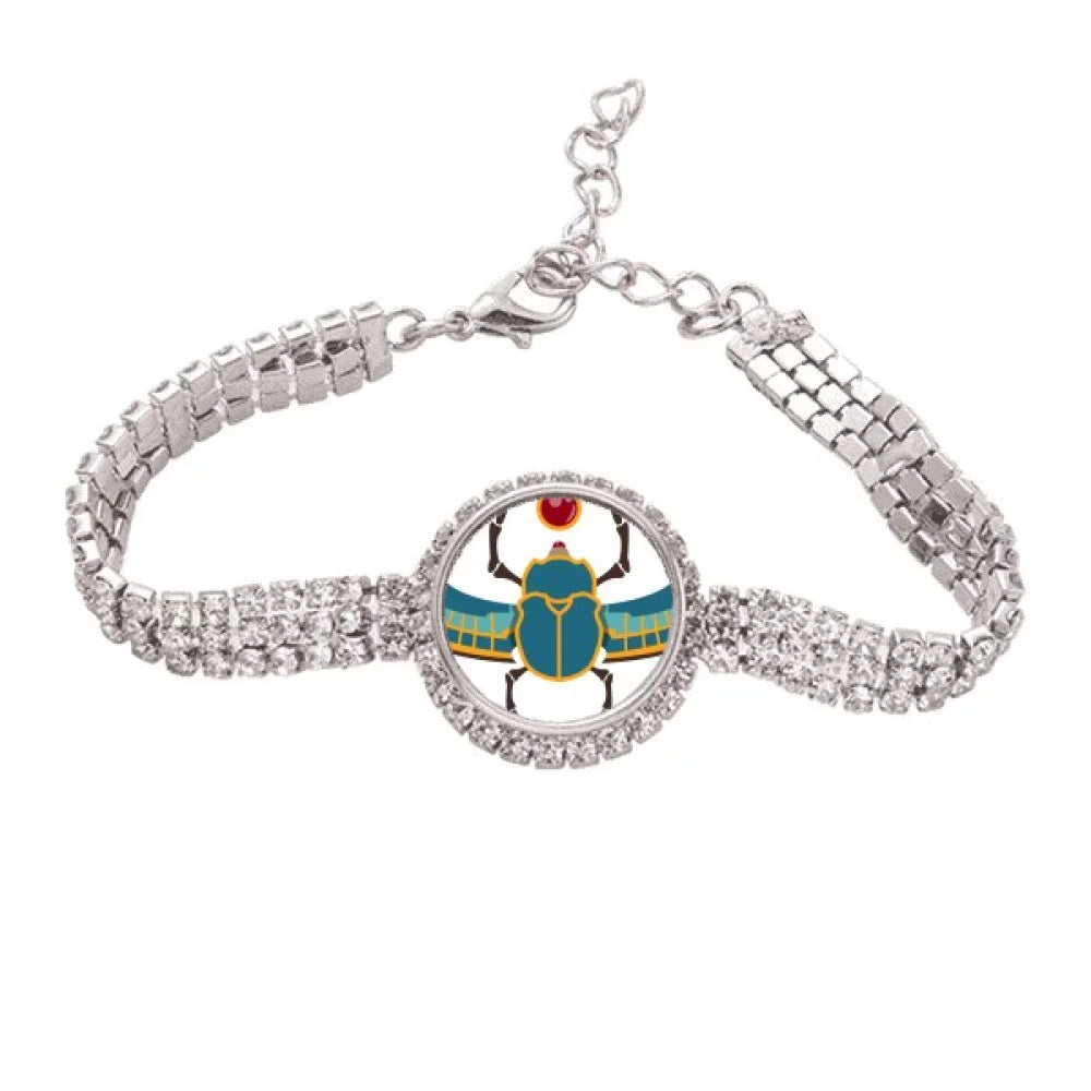 Egypt Red Yellow Blue Beetle Atonism Tennis Chain Anklet Diamond Jewelry