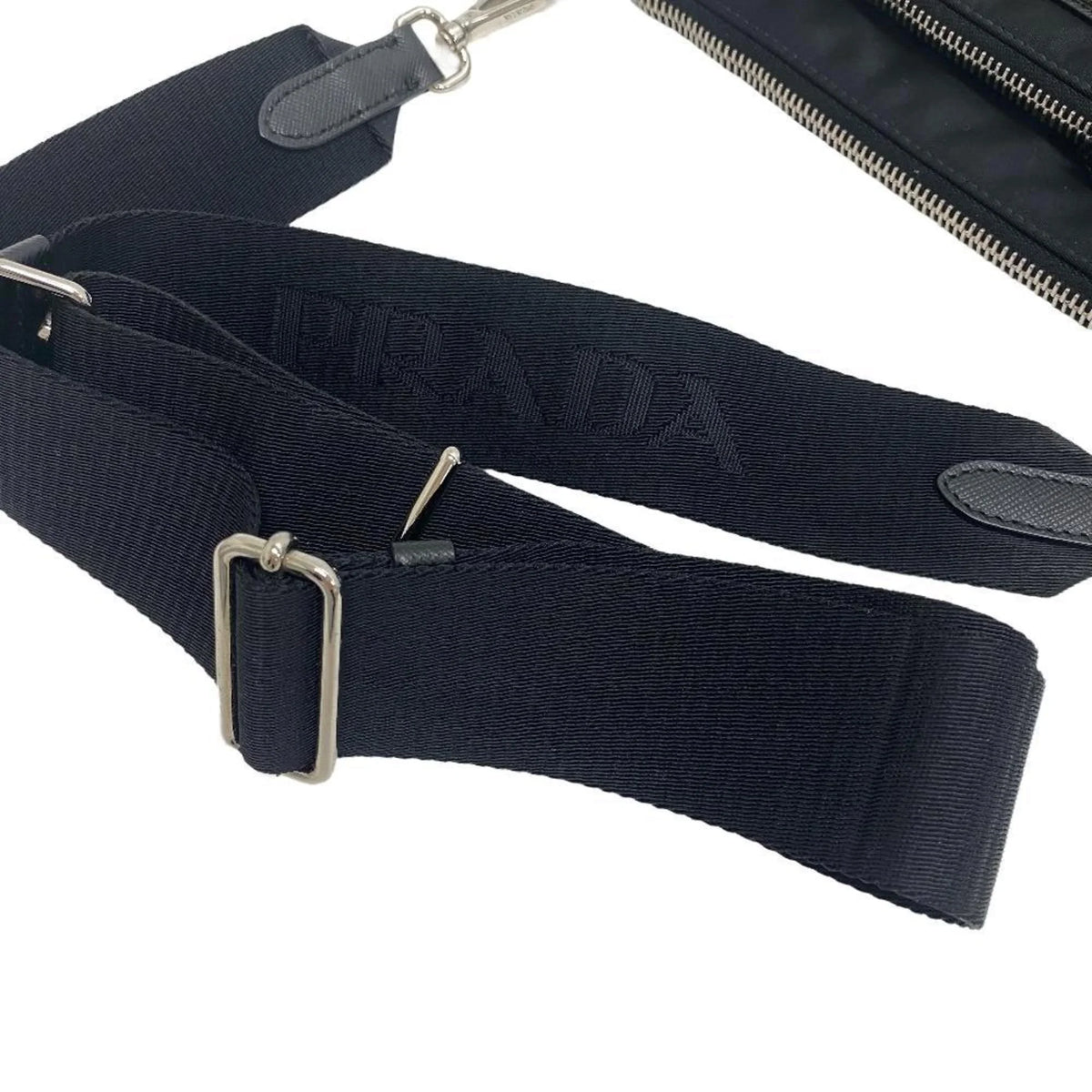 Pre-Owned PRADA 1BH168 Tessuto Triangle Plate Shoulder Bag Black Women's Z0006302 (Good)