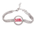 Demark National Flag Red Pattern Tennis Chain Anklet Diamond Jewelry