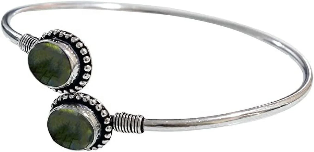 Handmade Cuff For Women, Bohemian Tribal Design Silver Plated Natural labradorite Gemstone Modern Designer Fashion , Party Boho Jewellery