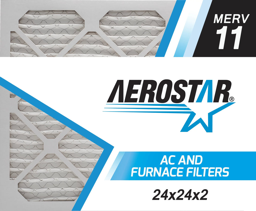 Aerostar 24x24x2 MERV 11, Pleated Air Filter, 24x24x2, Box of 6, Made in the