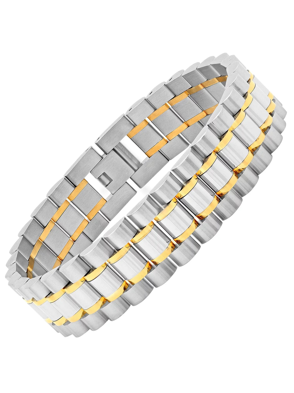 Mens Two-Tone Stainless Steel Watch Link