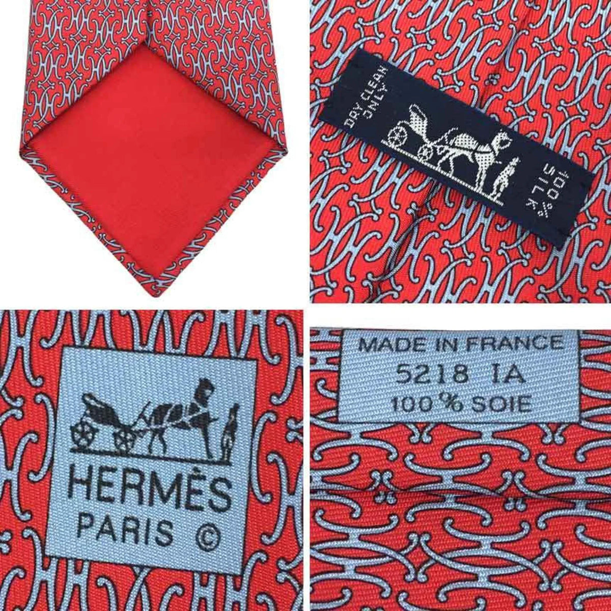 Pre-Owned Hermes HERMES Tie H Red Men's (Like New)