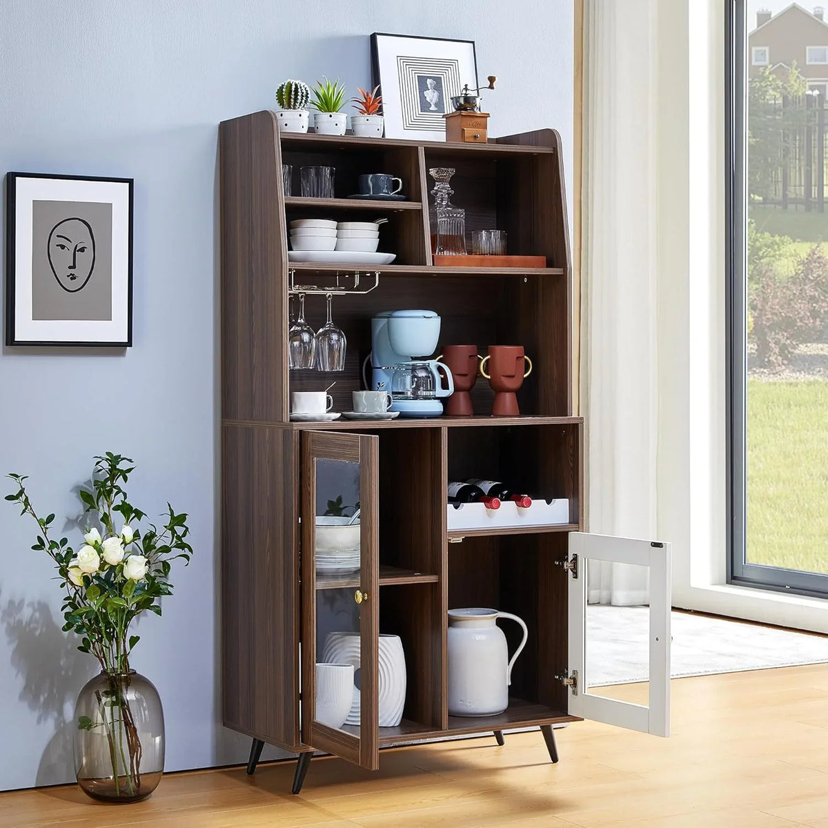 TJUNBOLIFE Locker Wine Rack Locker Cabinet Locker Multifunctional Cabinet Kitchen Cabinet Dining Room Cabinet with Mix of Cabinets and Shelves for Home Bedroom Living Room