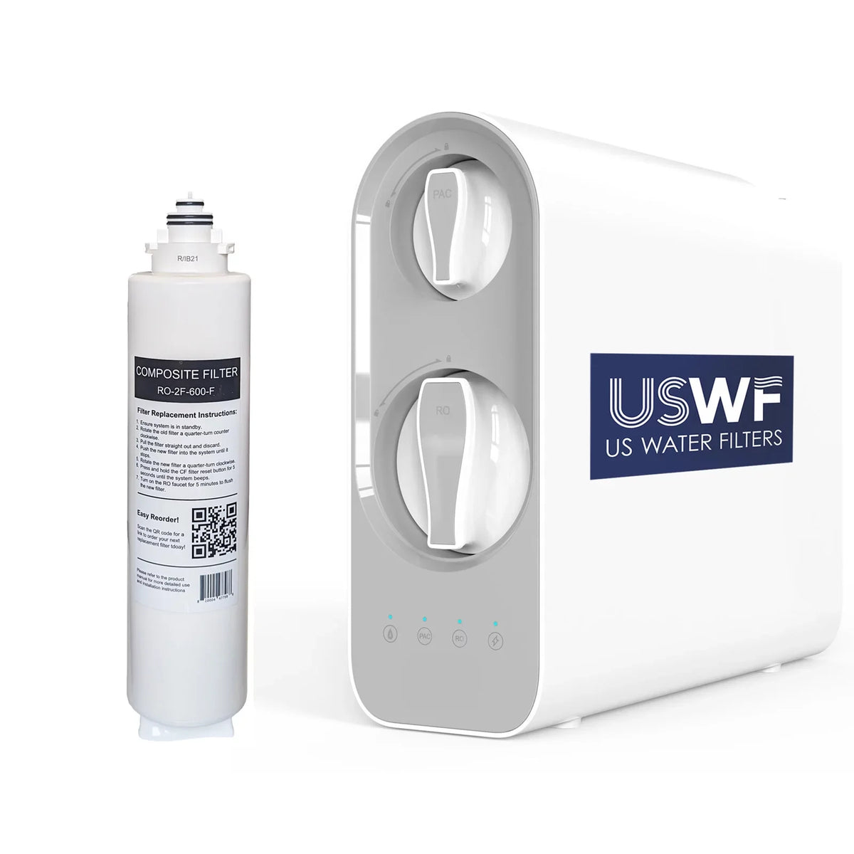 USWF RO-2F-600-F CF Filter Replacement for USWF-RO-2F-600 Tankless RO system, 1-Year Filter Life