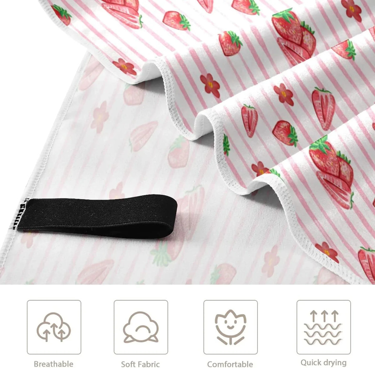Bestwell Red Strawberry Pink STRI Beach Towel Oversized Towel Blanket, Thin Lightweight Microfiber Sand Free Quick Dry Towel, 30”X60” Multipurpose Pool Bath Yoga Swim Shower Towel