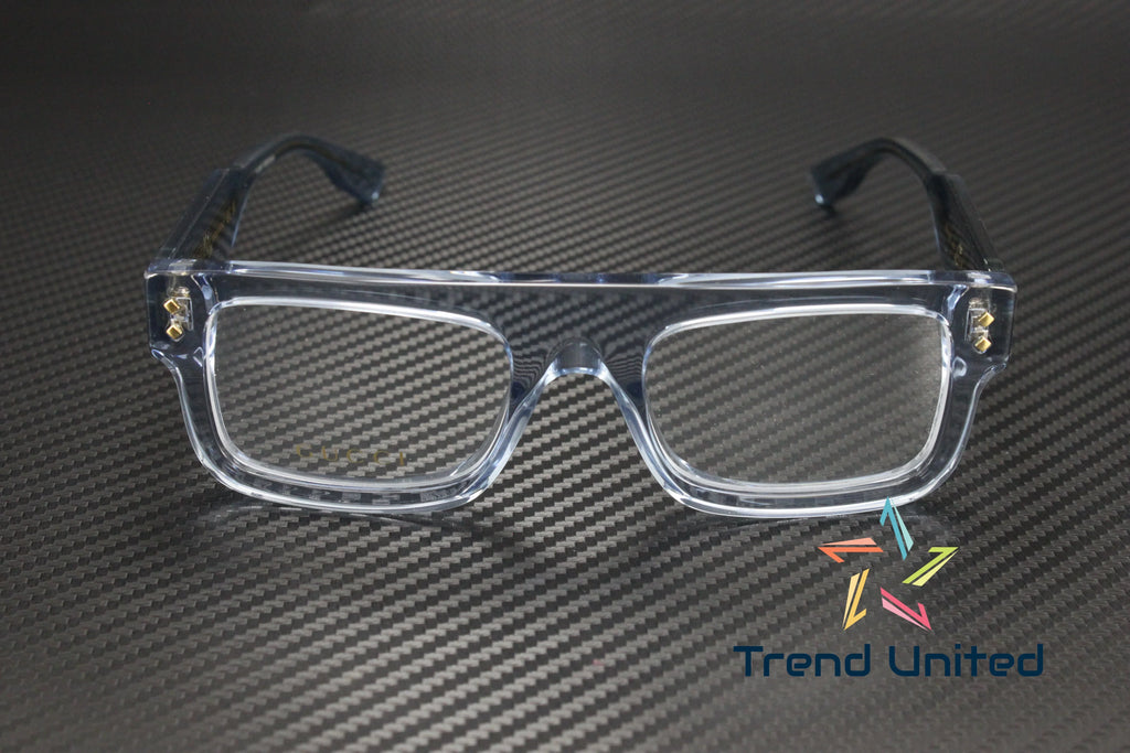 GUCCI GG1085O 004 Rectangular Squared Light Blue Demo Lens 52mm Men's Eyeglasses