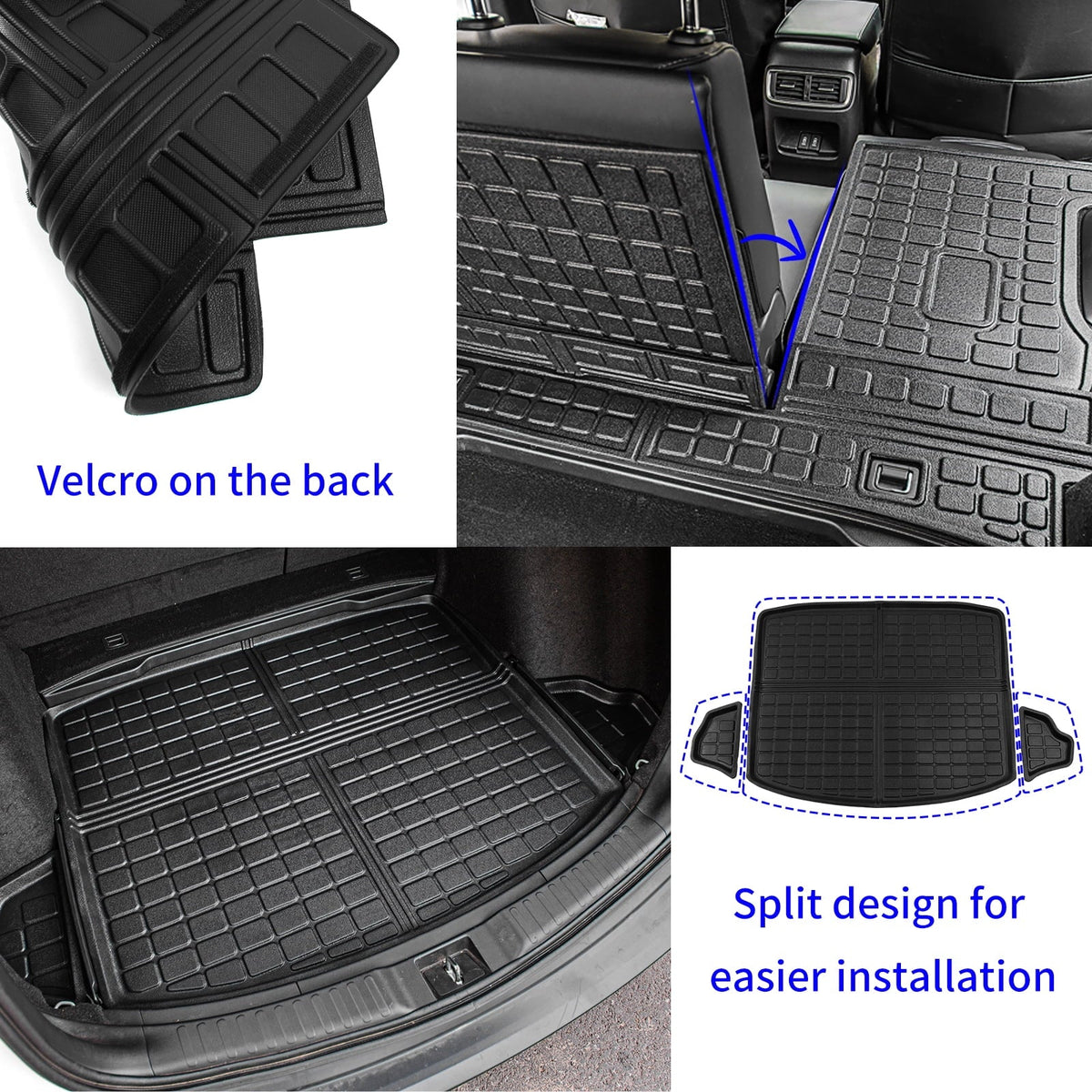 Fit 2017-2022 Honda CRV Fuel Trunk Mat Cargo Liner Rear Trunk Liner TPE All Weather Seat Back Wrap Protector 2021 CR-V Accessories (Trunk Mats + Backrest Mats)