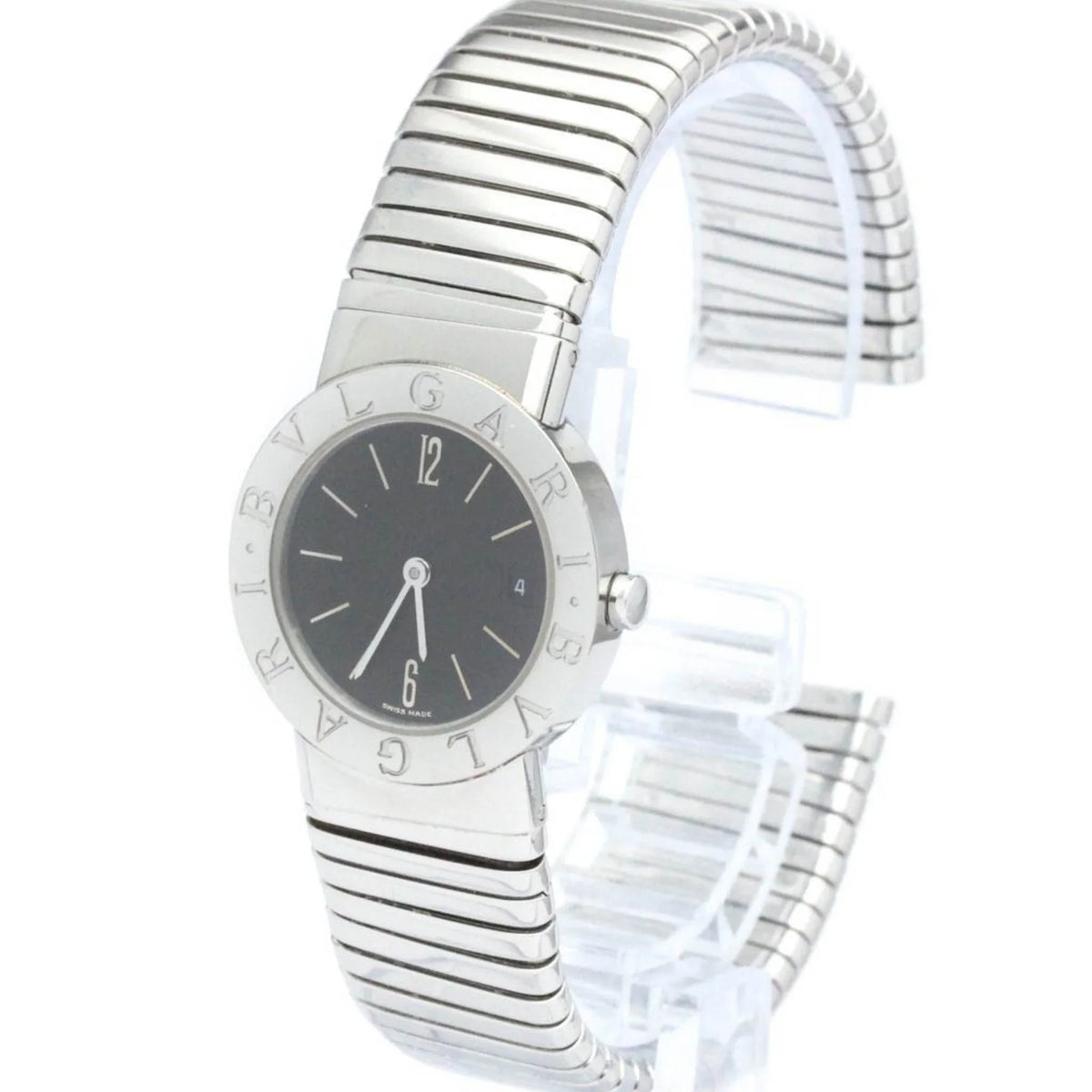 Pre-Owned Polished BVLGARI Tubogas Stainless Steel Quartz Ladies Watch BB26 2TS BF563995 (Good)