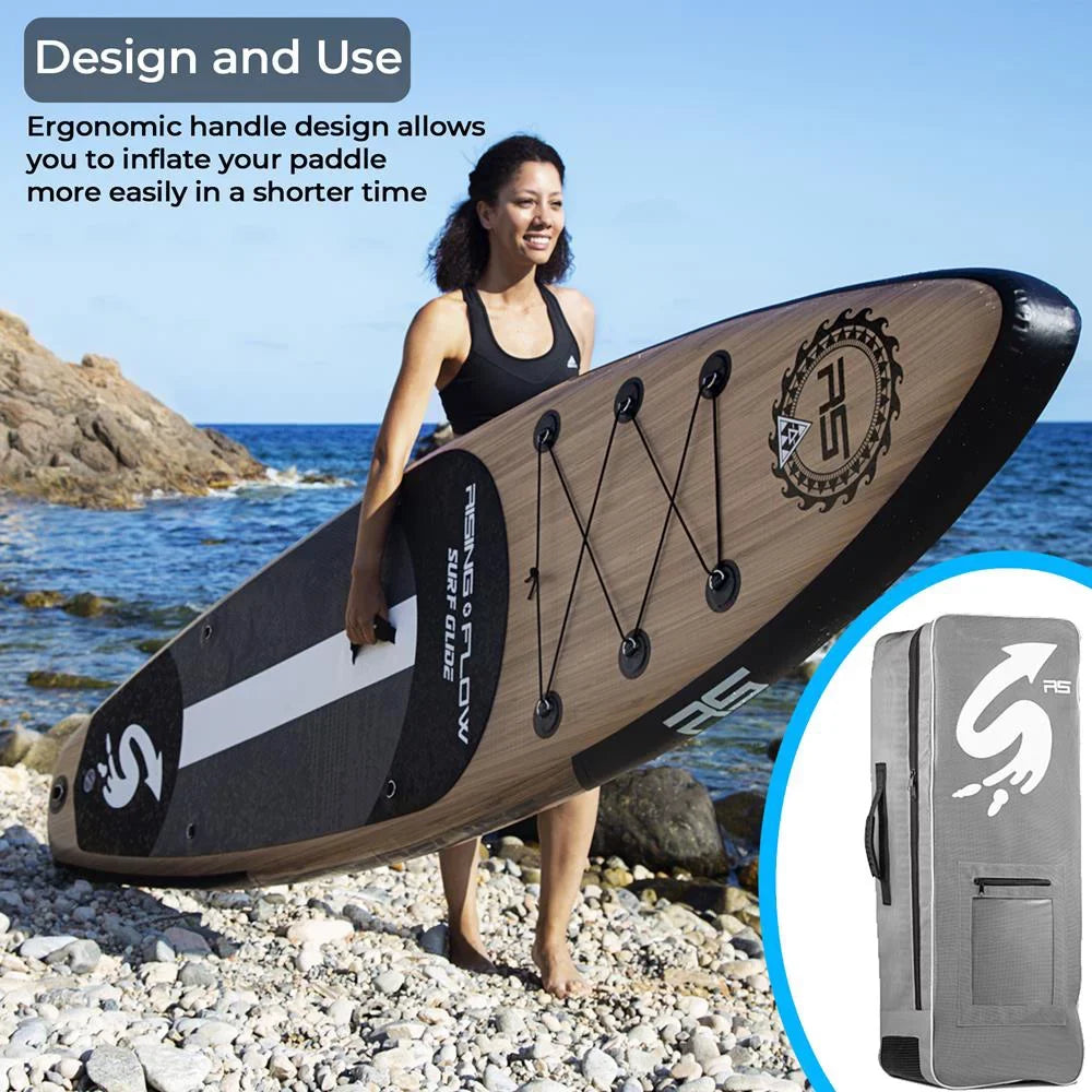 SereneLife Inflatable Stand-up Paddle Board (6 inches Thick) accessories & Carry Bag, Brown