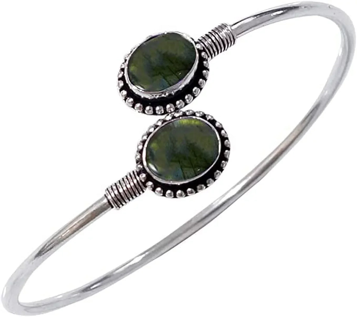 Handmade Cuff For Women, Bohemian Tribal Design Silver Plated Natural labradorite Gemstone Modern Designer Fashion , Party Boho Jewellery