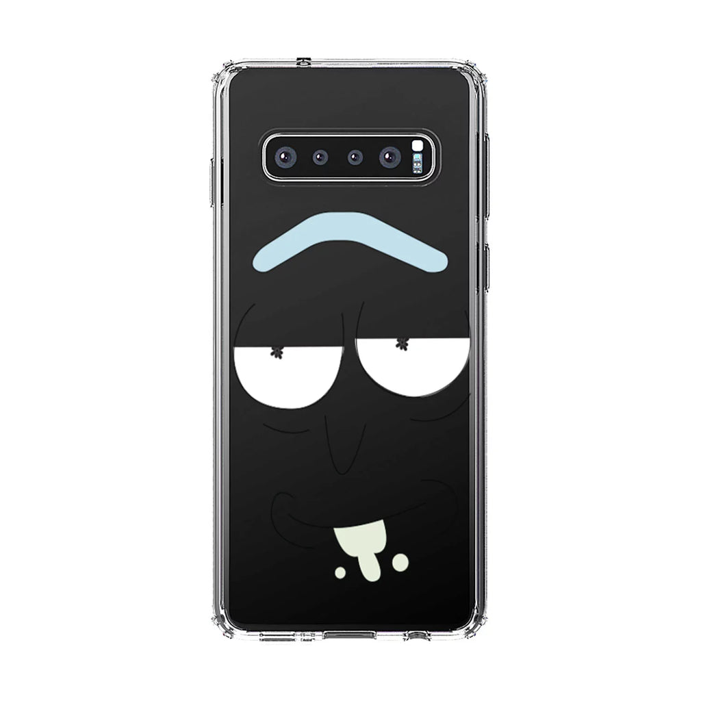 DistinctInk Clear Shockproof Hybrid Case for Samsung Galaxy S10+ PLUS(6.4" Screen) - TPU Bumper, Acrylic Back, Tempered Glass Screen Protector - "Wubba Lubba Dub Dub" Face