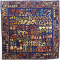 Pre-Owned Gucci Silk Scarf Muffler Navy x Brown Fallen Leaves Pattern GUCCI Ladies (Good)