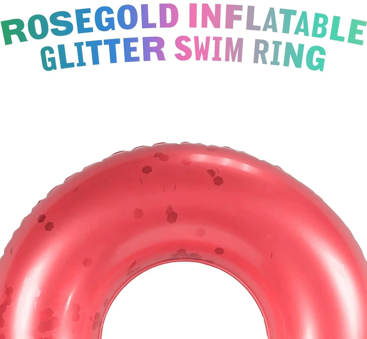 Alyvia Inflatable Rose Gold Pool Float with Glitter Inside, Fun Beach Floaties, Swim Party Toys, Summer Pool Round Rings for Adults & Kids | 48 Inch