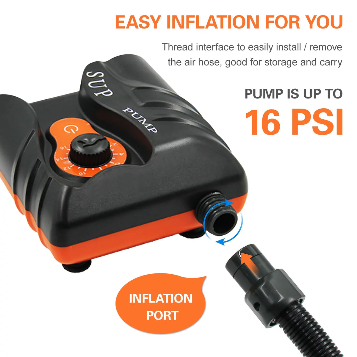 Reliable 16 PSI Electric Air Pump with 6 Nozzles for Inflatables and Ship at ammoon
