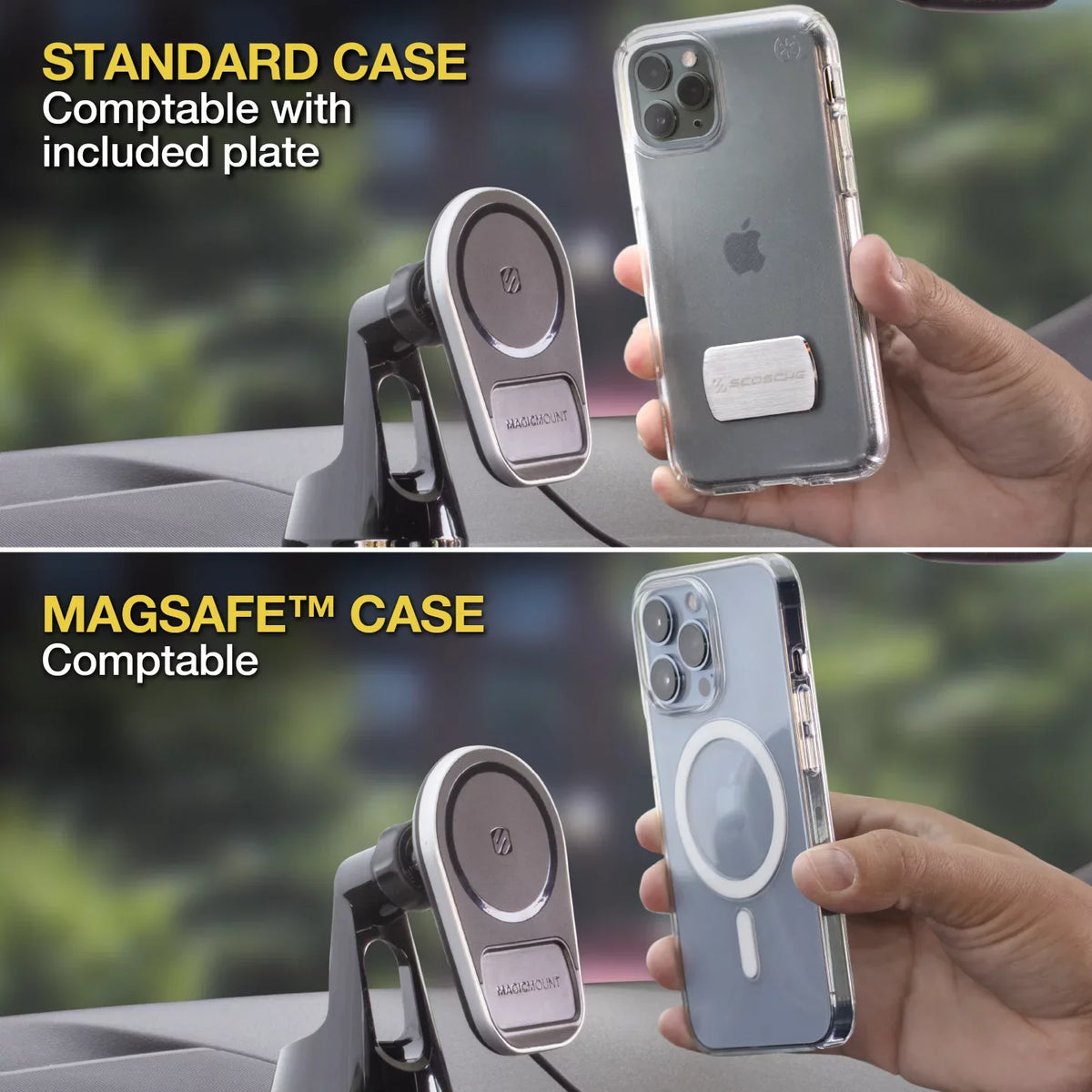 Scosche MPQ5DV-SP1 Dash/Vent Magnetic Wireless Charging Mount Compatible W/ MagSafe iPhone, Galaxy