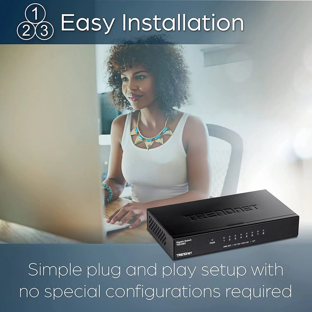 8-Port Gigabit Desktop Switch, TEG-S83, 8 x Gigabit RJ-45 Ports, 16Gbps Switching Capacity, Fanless Design,