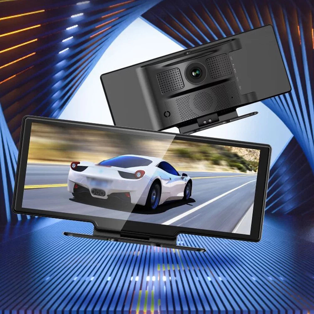 Eccomum 4K DVR Dash Camera Front & Rear Driving Recorder with 10.26 Inch Touchscreen for Carplay Android Auto Built-in WiFi Support G-Sensor Parking Monitor Loop Recording Hands-Free Calling