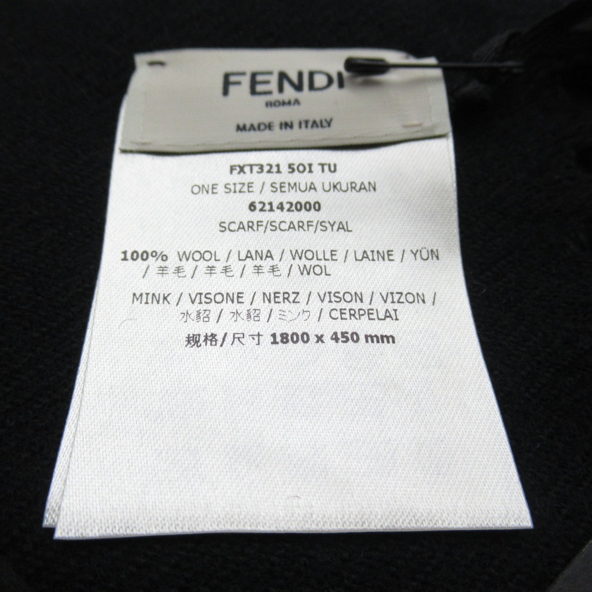 Pre-Owned FENDI Scarf Black FXT32150IF0QA1 (Like New)