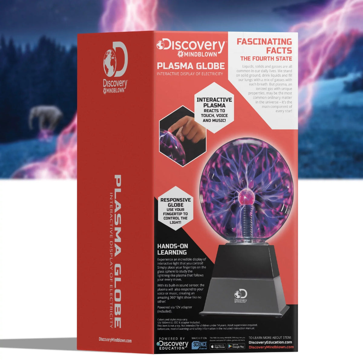 Shield #Mindblown 6" Plasma Globe Lamp with Interactive Electric Touch and Sound Sensitive Lightning and Tesla Coil, Includes AC Adapter, Glass STEM Lava Lamp-Style Light for Desk, Kids Room