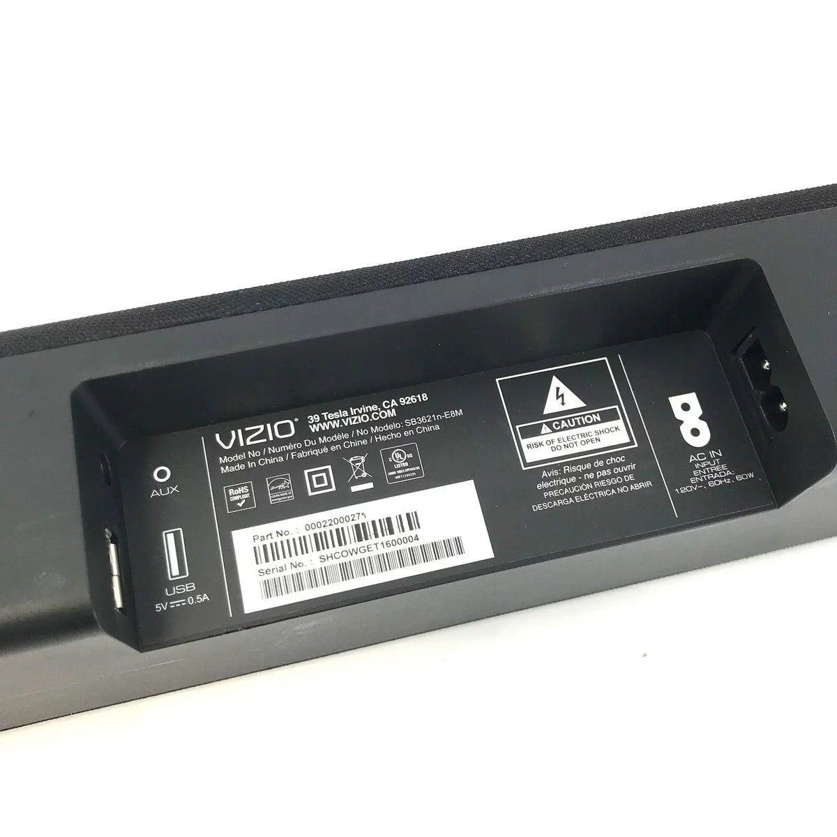 Vizio SB3621N-E8M 2.1 Channel 36" Replacement Soundbar -Black Used