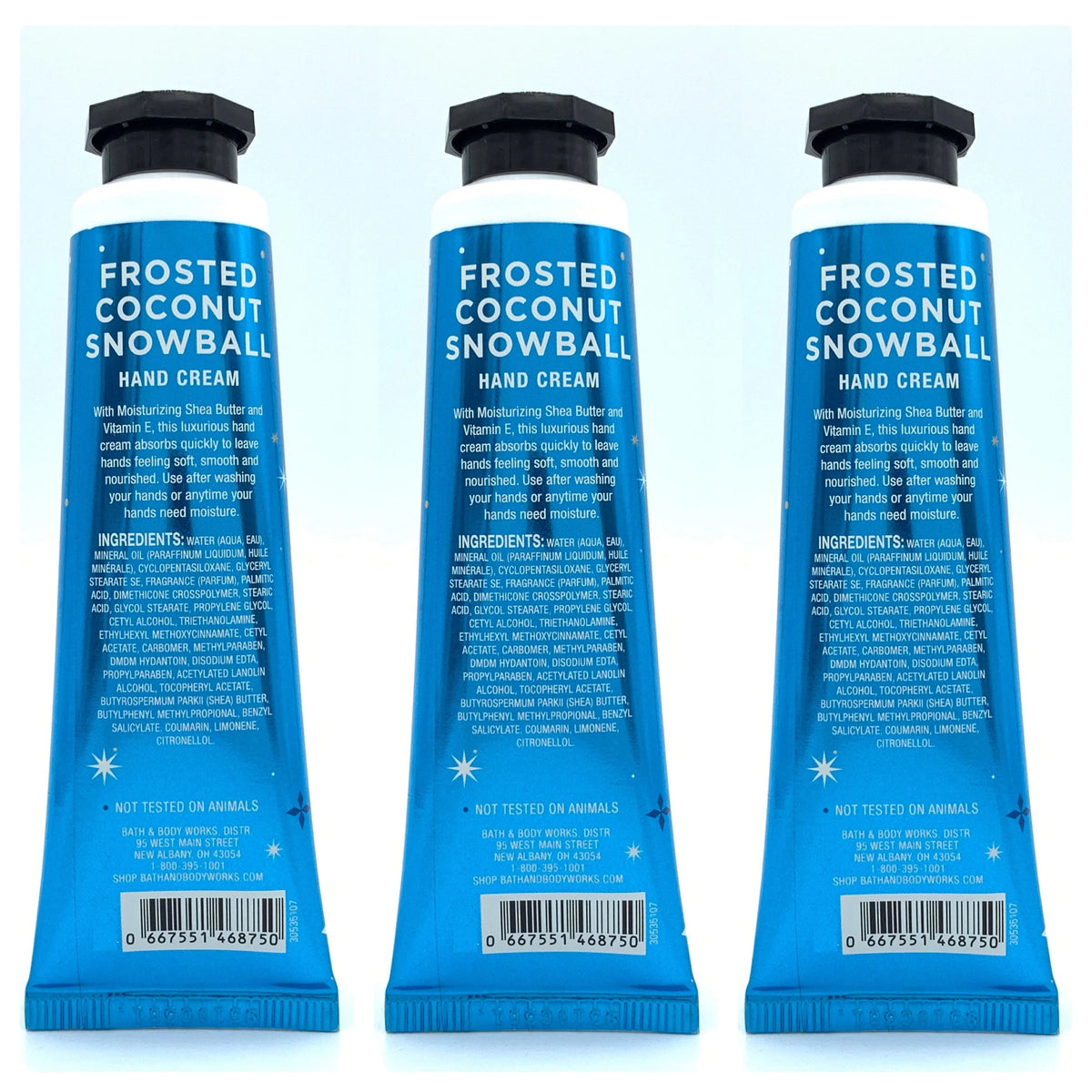 Bath and Body Works Frosted Coconut Snowball Hand Cream 3-Pack, 1oz Each