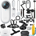 Insta360 GO 2 Action Camera with Deluxe Bundle - Includes: Action Camera Frame Adapter for Insta360 GO2, Selfie Stick, Suction Cup Mount, Floating “Bobber” Handle, Pipe/Bike Mount & Much More