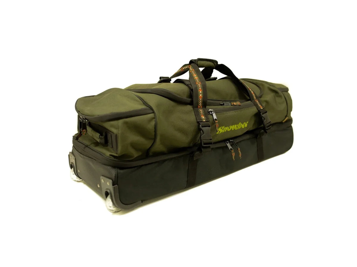 Snowbee XS Travel Luggage - Dual Storage Compartments - Green - Fly Fishing Gear Storage Roller Bag