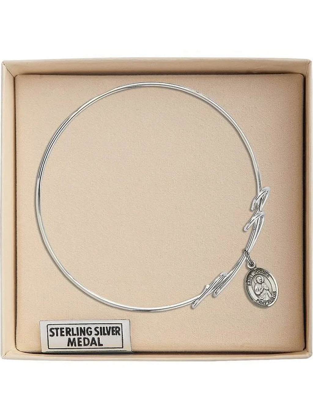 8 inch Round Double Loop Armlet w/ St. Isaac Jogues in Sterling Silver