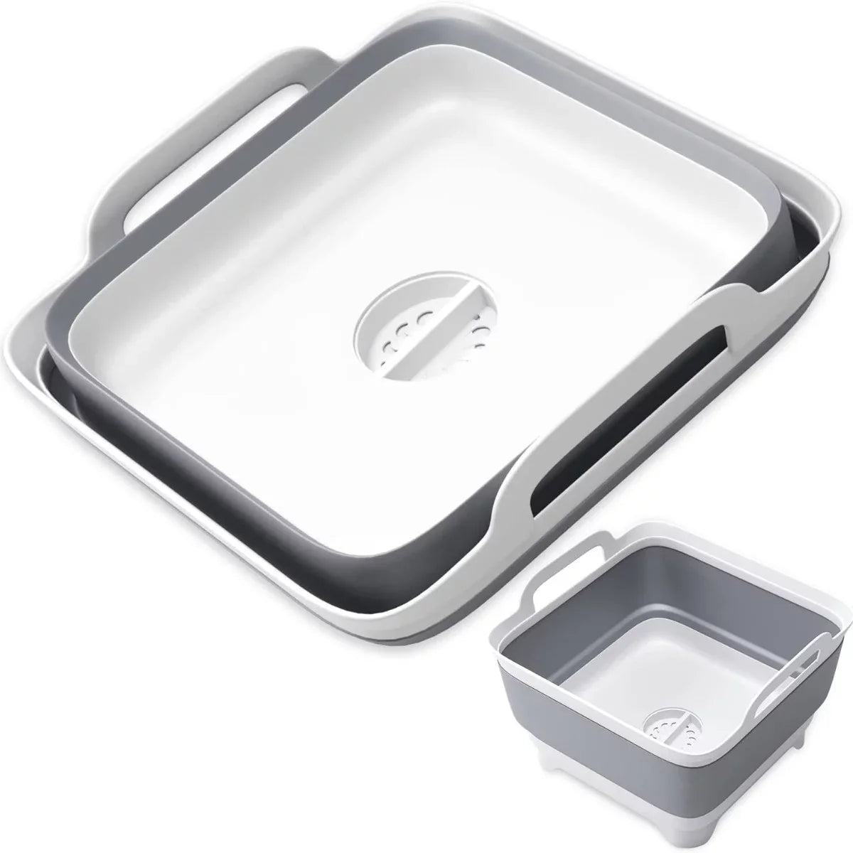Imoment 2.4 Gal(9L) Collapsible Dish Tub Portable Sink,Folding Laundry Tub,Washing Basin with Draining Plug(Gray)