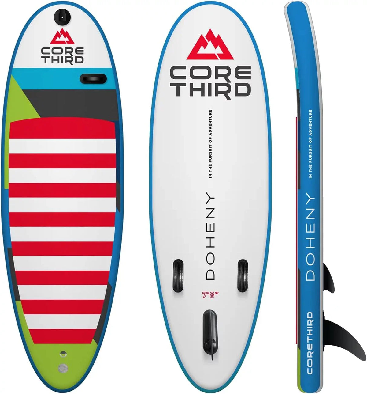 Core Third Doheny 7'8" Inflatable Paddle Board for Beaches and Lakes with Complete SUP Kit